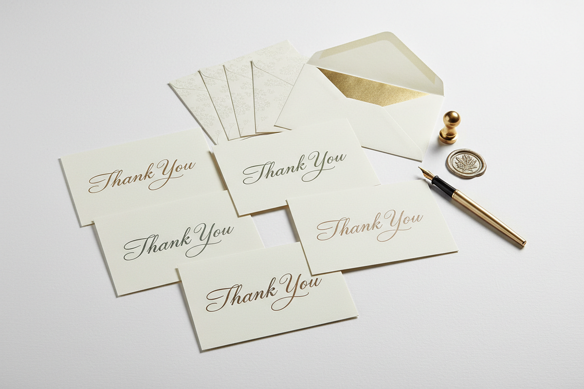 Script flat notecards set of 12 with envelopes