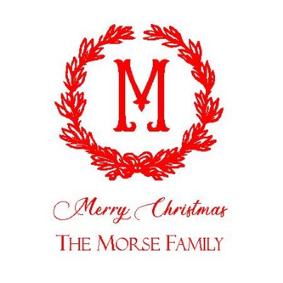 Wreath with Single Initial Enclosure – Red — Set of 16
